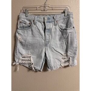 Levi's 501 Denim Shorts Women's Distressed Ripped Light Wash‎ Casual